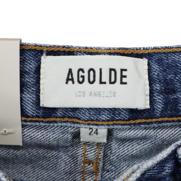 NWT Agolde Lana Mid-Rise Vintage Straight Jean Button Fly In Backdrop Size 24 - Picture 7 of 10